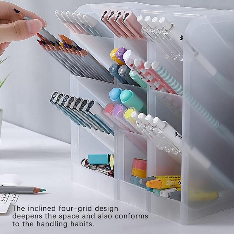 Suport pentru stilou, transparent, machiat, perie de machiaj înclinată, cutie de depozitare pentru ruj, cutie de depozitare multifuncțională pentru articole de papetărie