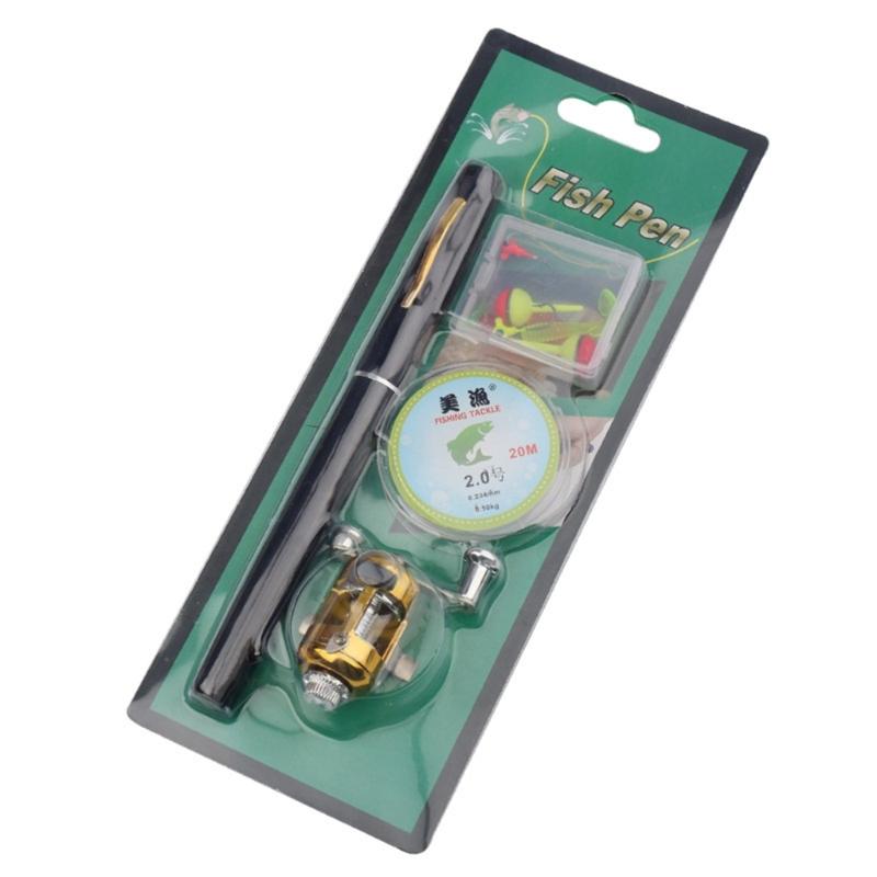 Pen Shaped Fishing Rod Reel Combo Set, Mini Telescopic Compacts Pocket Pen Fishing Rod for Sea Fishing Outdoor Fishing чёрный