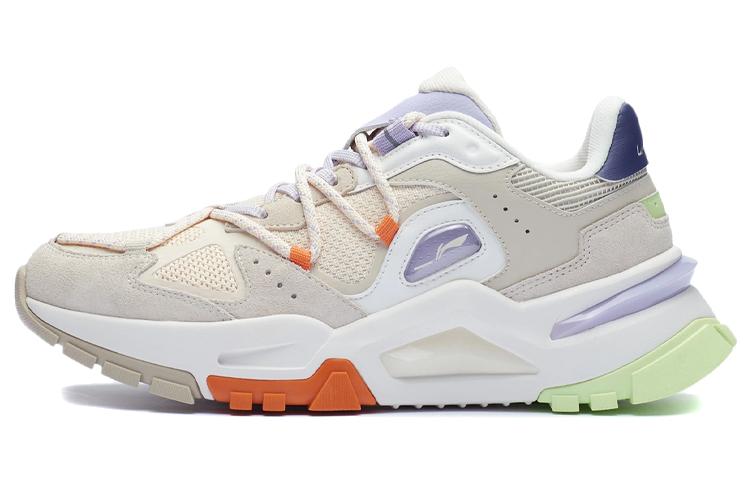 Li Ning Reverse Fantasy Ткань Модные Низкие Спортивные Повседневные Кроссовки Женские Бело-серые AGLR184-3 37.5