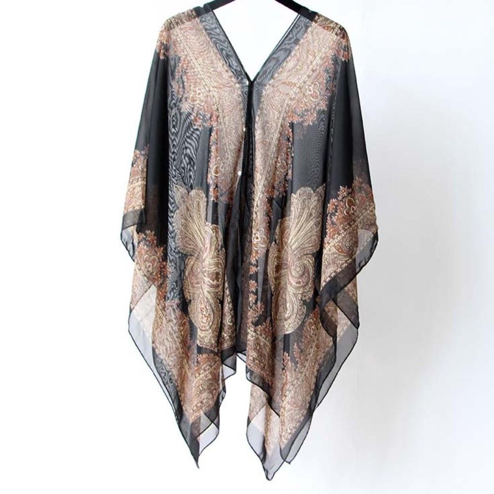 With Buckle Sunscreen Thin Large Scarf Breathable Seaside Vacation Cloak  for Mom