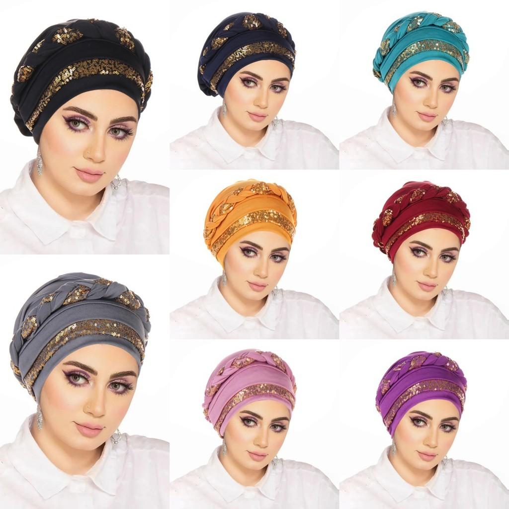 Casual Polyester Knit Headscarf Hat With Embroidered Braid For Autumn Wear