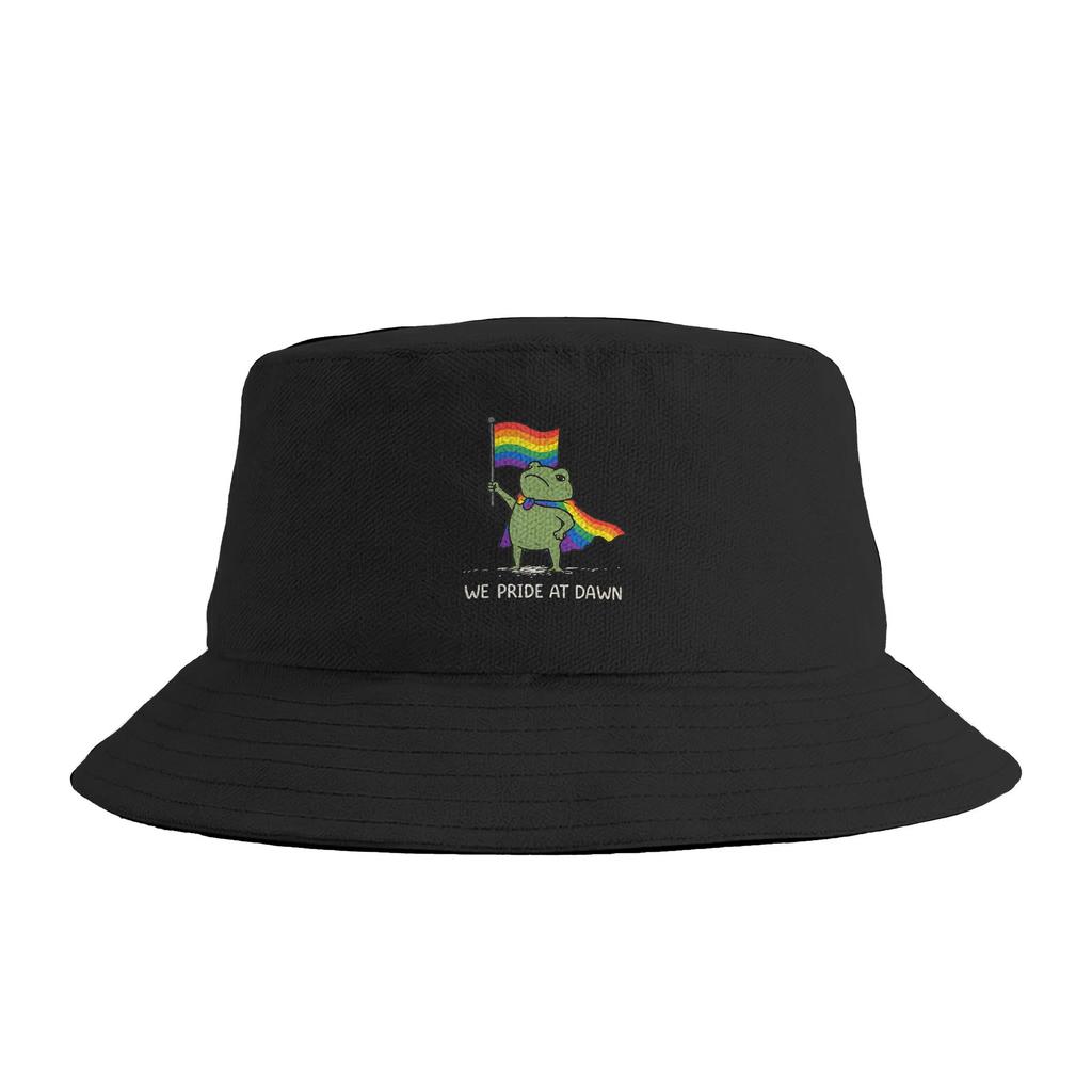 Wir Stolz Bei Sonnenaufgang Niedlicher LGBTQ Waschbär Pride Flagge Pride Monat Eimerhut Harajuku Fischer Unisex Kappen Für Unisex Frauen Koreanische Visier Hüte