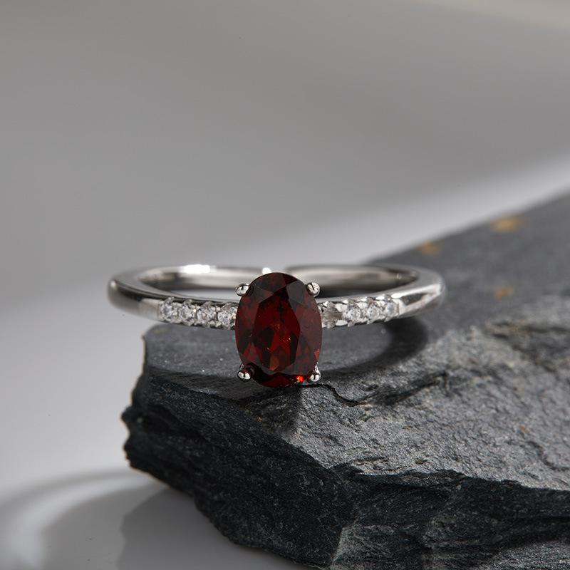 Niche Design S925 Sterling Silver Natural Topaz Garnet Citrine Color Treasure Ring Women'S Fashion Earrings