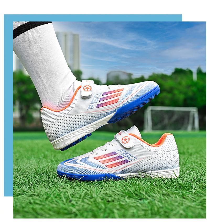Children's Velcro Anti-Slip Turf Football Shoes for Boys and Girls - Wear-Resistant Competition Training Shoes