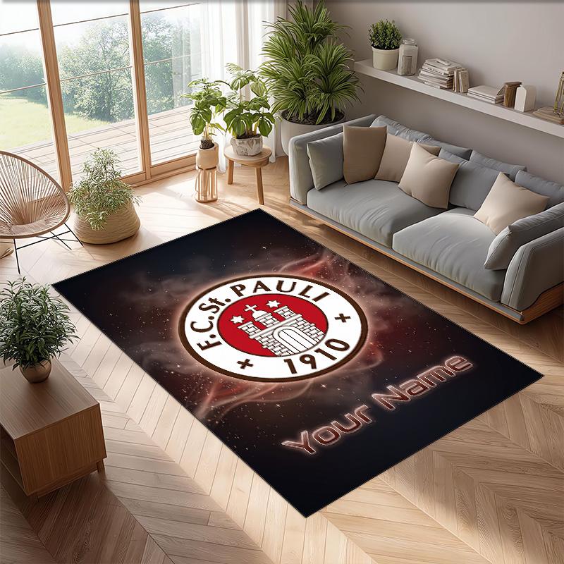 FC St. Pauli Printed Crystal Velvet Rug Non‑Slip Crystal Velvet Carpet For Sofa Bedroom Indoor Home Decoration