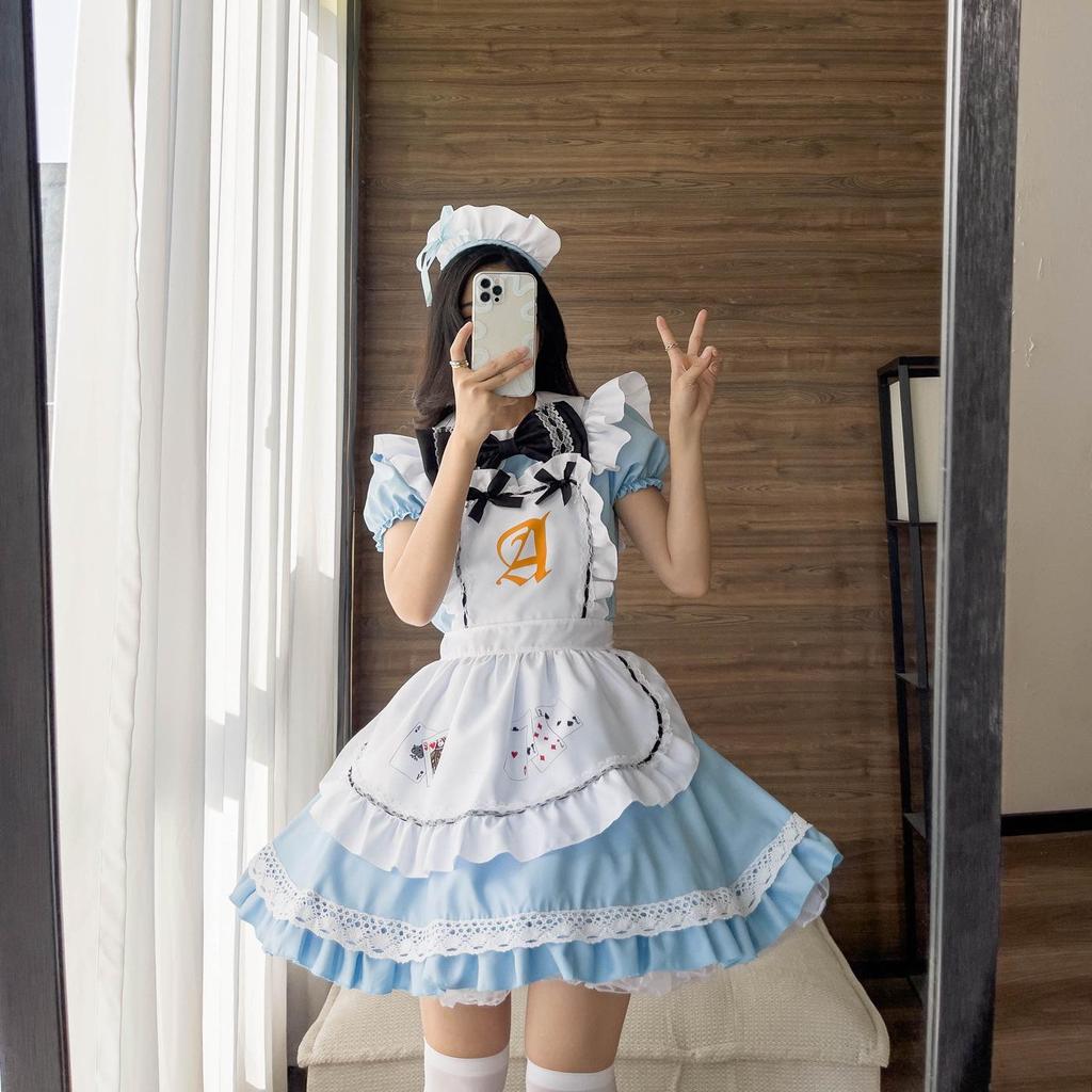 Japanese Anime Alice In Wonderland Series Playing Card Maid Cosplay Outfit