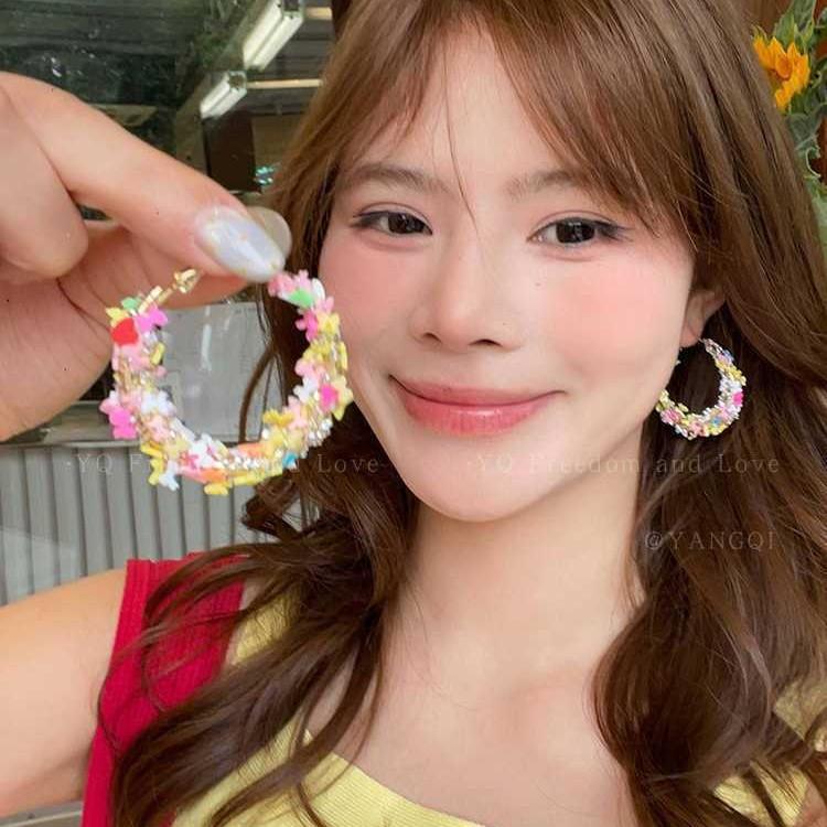 

Diamond sequined star bow earrings Korean sweet girl earrings niche high-end earrings