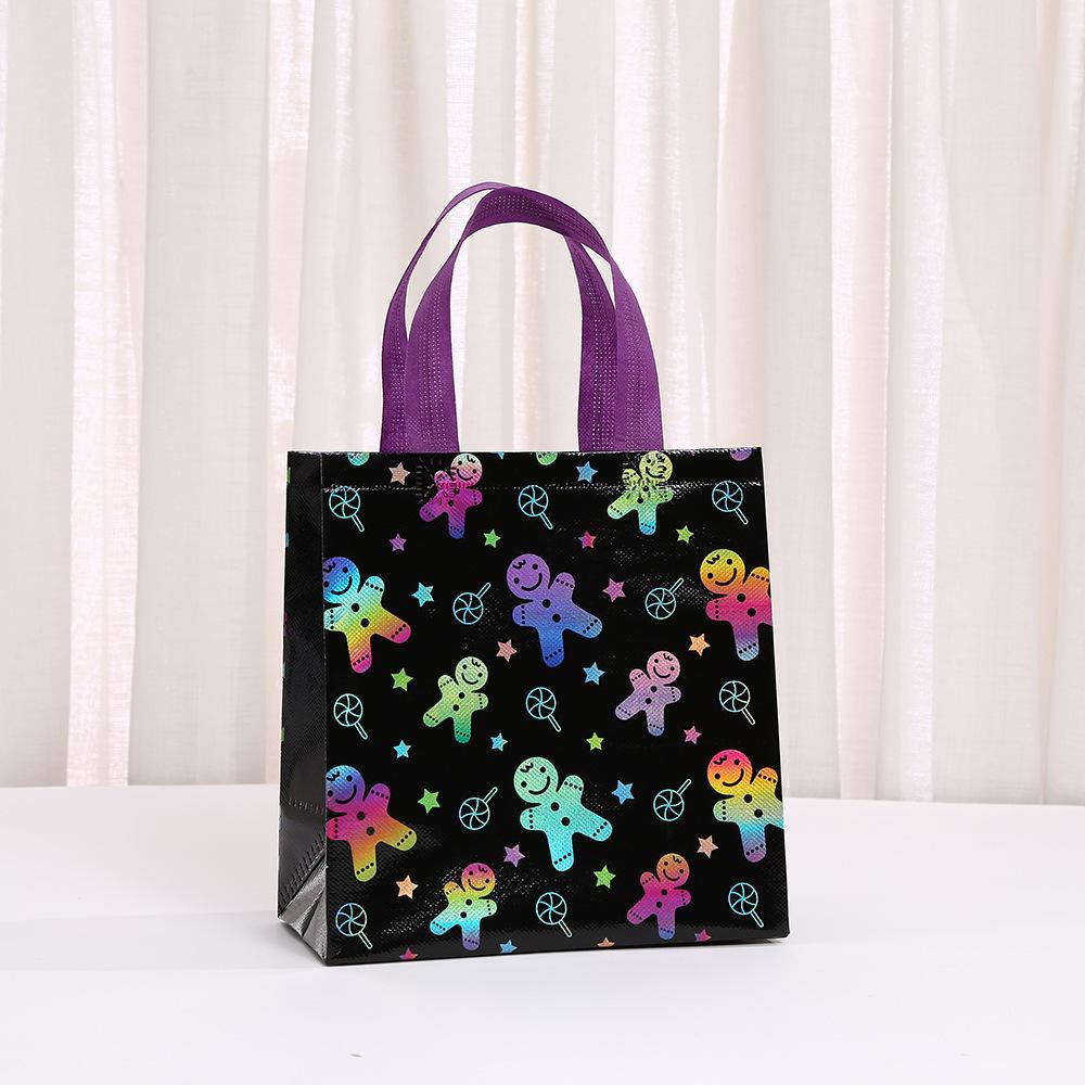 

StoBag christmas theme gift wrapping bags bags for sweets black colorful non woven tote bag for candy treat packaging 30pcs&22x11x23cm
