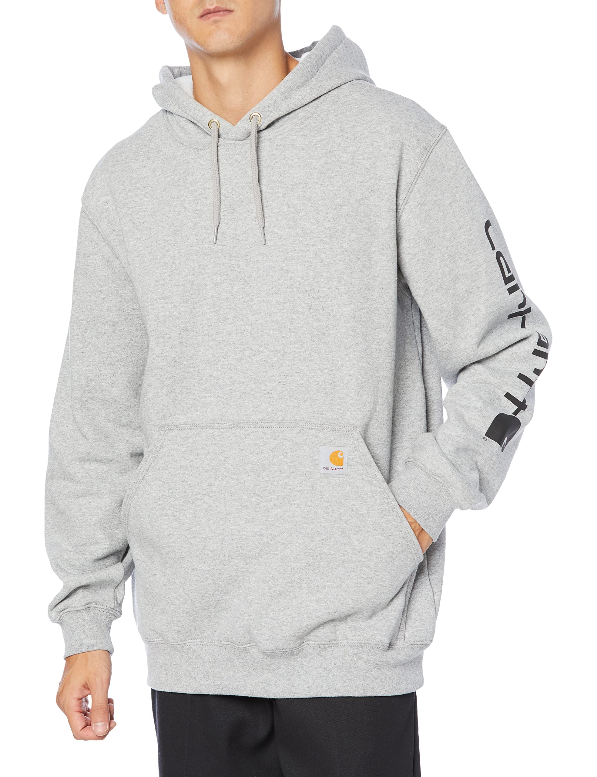 

Carhartt Sleeve Logo Hooded Size M Men s Sweatshirt, Grey, [Used] серый
