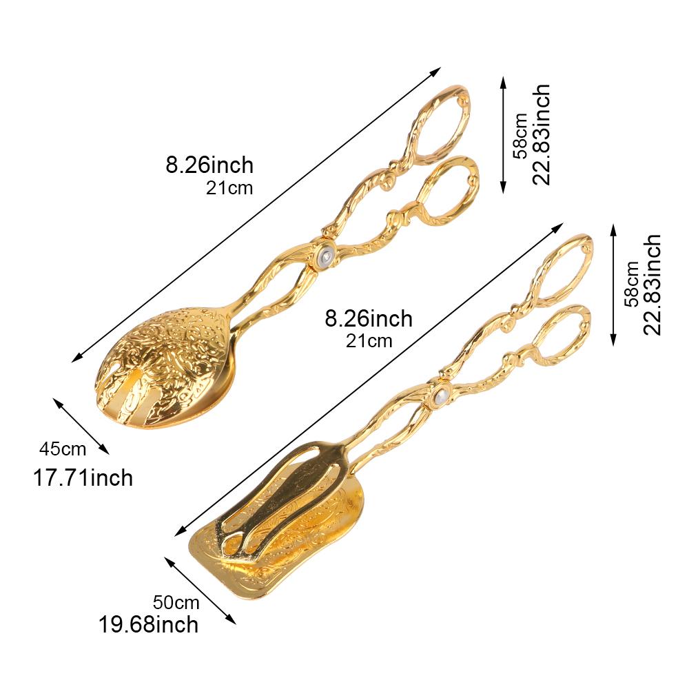 Baking Barbecue Tool Gold-plated Fruit Salad Cake Clip Buffet Food Tong Vintage style Salad Pastry Clamp Snack Cake Clip Kitchen Accessories