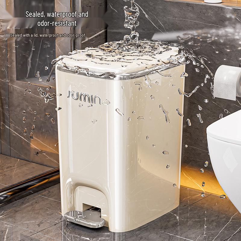 Luxury Pedal Trash Bin with Lid: Hands-Free Operation for Kitchen, Living, Dining, Bedroom