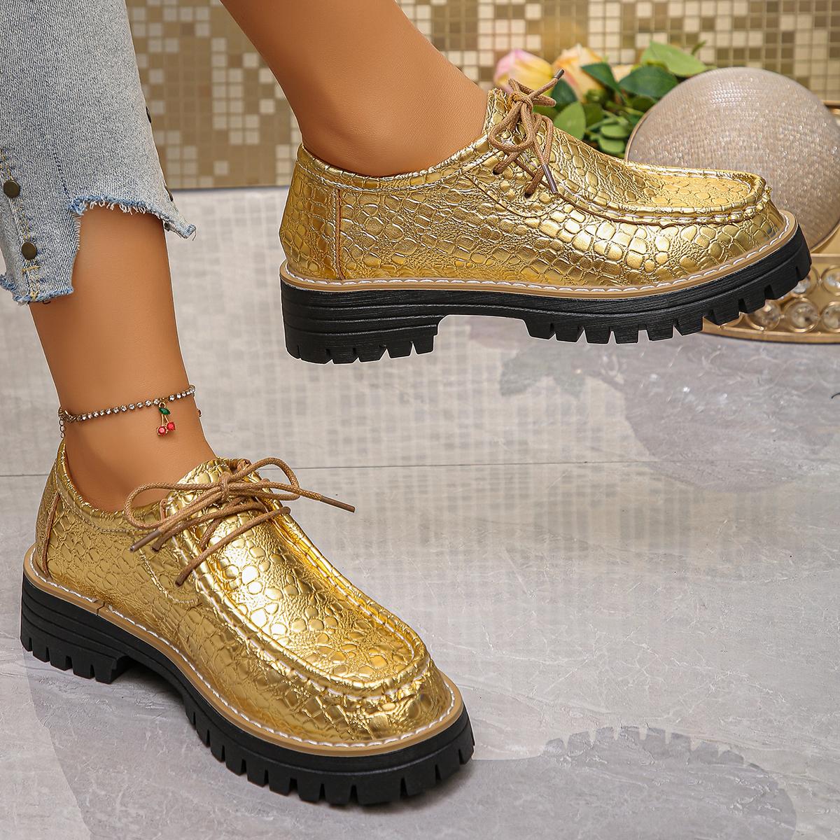 

Trendy New Round Toe Thick Sole Anti Slip on Sexy Casual Loafers Spring/autumn Comfortable Plus Size Work for Women 36