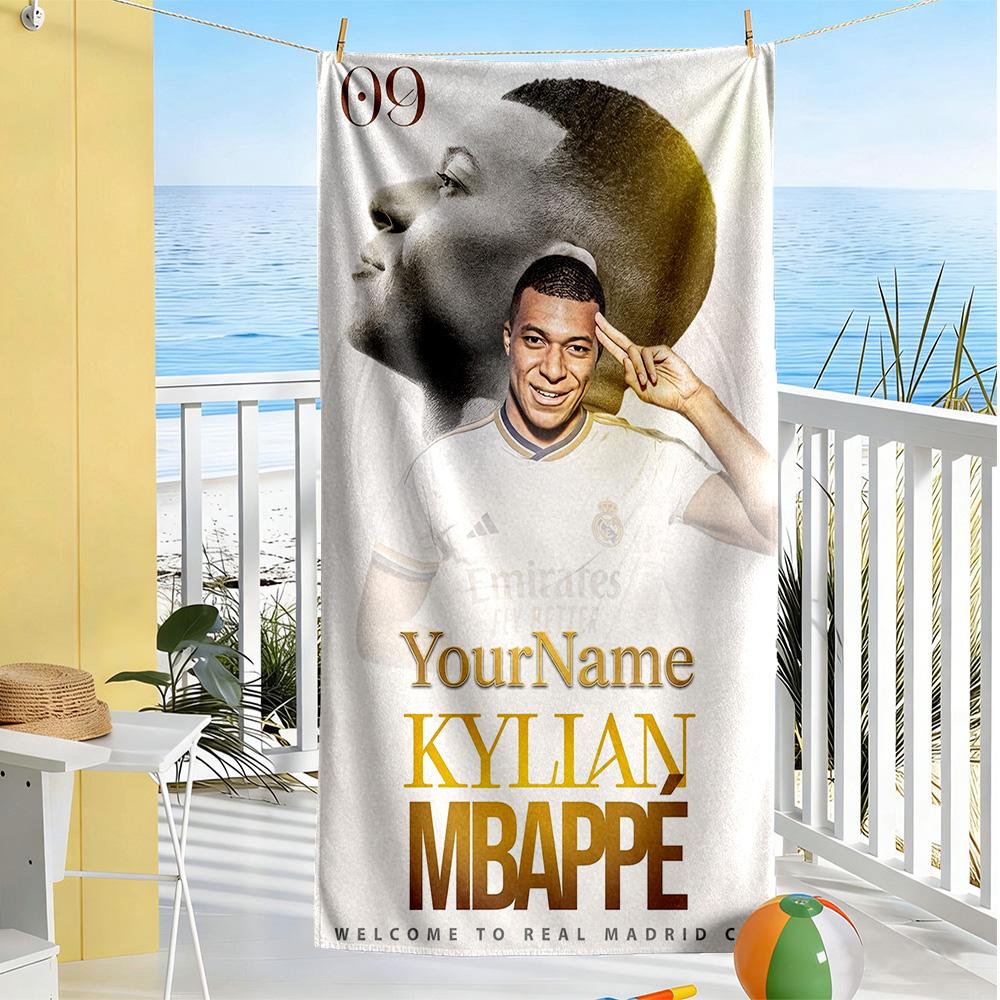 Mbappe Benutzerdefinierter Name Strandtuch Schnelltrocknend Weiche Mikrofaser Für Strand Badezimmer Outdoor Schwimmbad Camping Picknick Yoga Tauchen Urlaubszubehör
