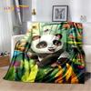 3D Cartoon Cute Panda Koc, Flanelowy Koc Narzuta, Dziecięcy Ciepły Koc do Domu Salon Sypialnia Łóżka Sofa Piknik Pokrowiec