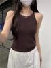 Real Shot, Summer New French Hollow Knitted Sling Vest Women's Backless Slim-fitting Age-reducing Sleeveless Top
