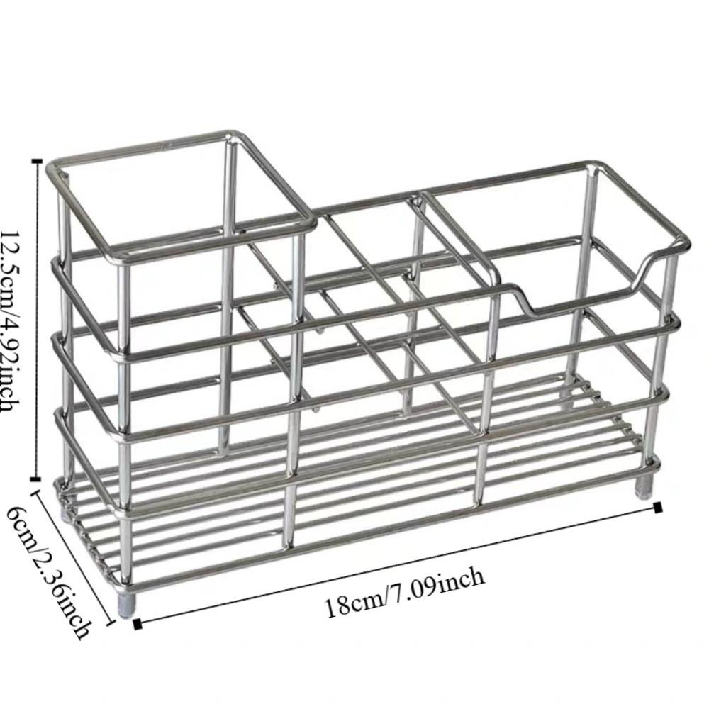 304 Stainless Steel 6 Grids Toothbrush Holder Easy To Clean Non-Slip Shower Table Bracket Saving Space Hanging