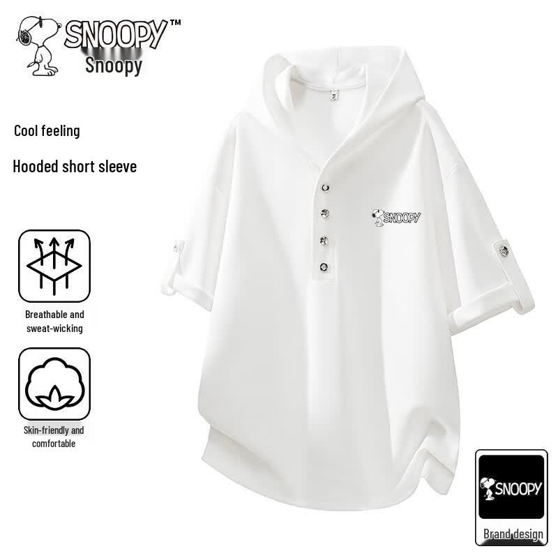 Snoopy Men s Hooded Short Sleeve T-Shirt 3XL