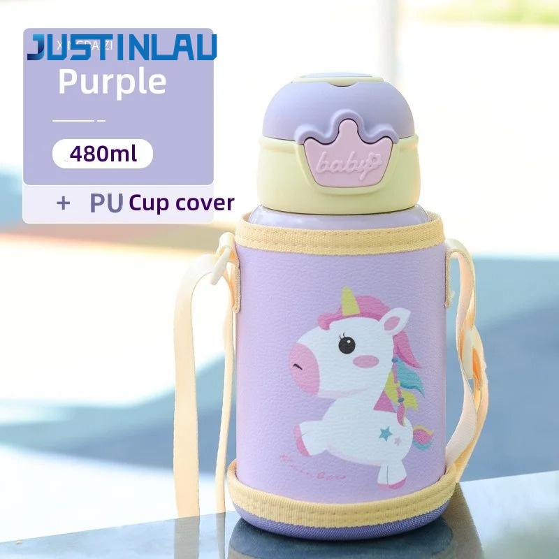 

480ml Thermos Bottle Cute Children s Thermal Water Bottle with Straw Kids Stainless Steel Thermos Mug for Kid Portable Water Cup 480ML