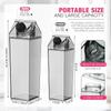 500/1000Ml Transparent Milk Bottle Water Box Square Coffee Juice Tea Cup Transparent Milk Storage For Outdoor Sports Camping Gym