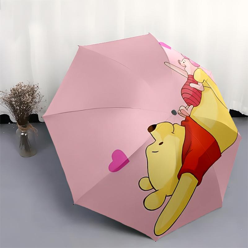 Winnie and Friends Themed Travel Umbrella-8 Ribs Automatic Opening and Closing, Portable Folding Design, Compact and Stylish Umbrella Suitab