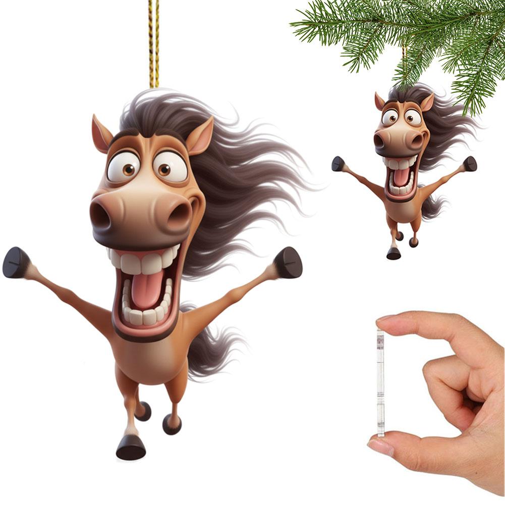 Funny Large Mouthed Horse 2D Flat Acrylic Pendant Women Auto Rearview Mirror Hanging Acrylic Car Pendant Car interior Gifts