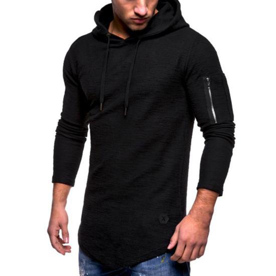 

Male T-shirt Handsome Comfy Slim Fit Popular Solid Color Hooded Autumn Shirt for Daily Wear 2XL