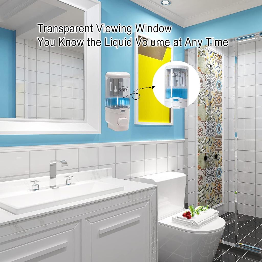 Soap Dispenser Wall Mount, 300ml/10oz Hand Liquid Shampoo Shower Gel Dispenser Manual Household Shampoo Conditioner Body Wash Dispenser for Bathroom