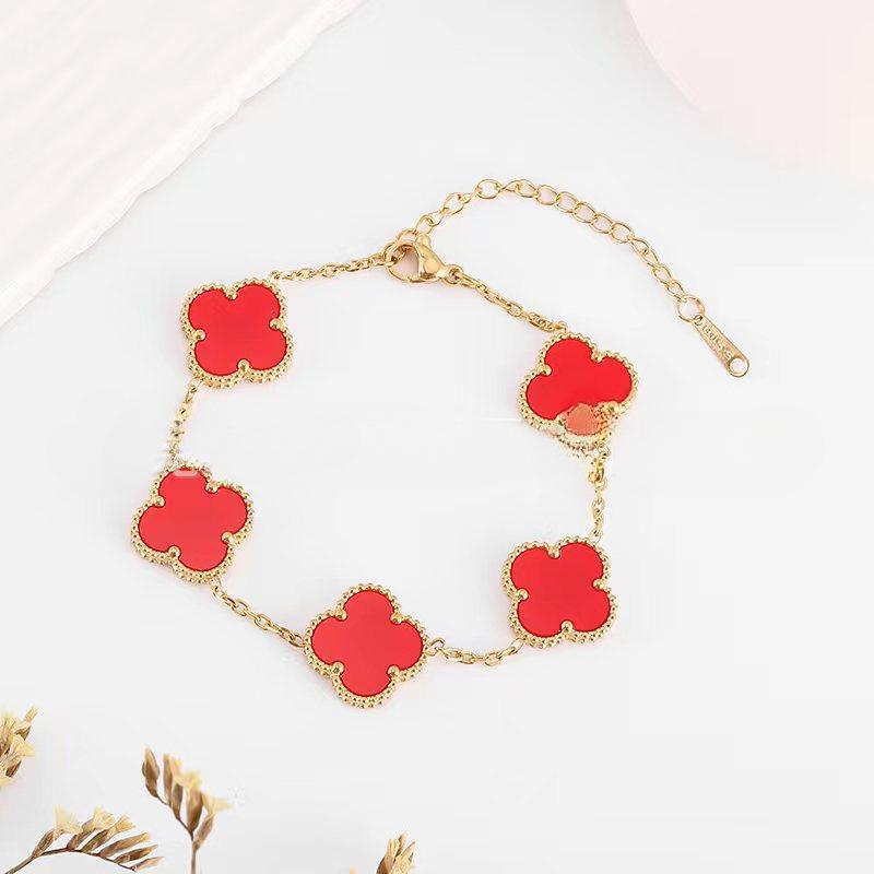 15mm New Four-Leaf Clover Bracelet Women Simple Five Flowers Four-Leaf Clover Hundred Hand Jewelry