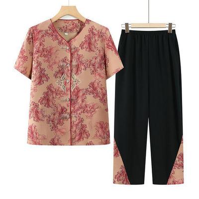 Elderly Women's Summer Chinese-Style Short Sleeve Shirt & Suit Set