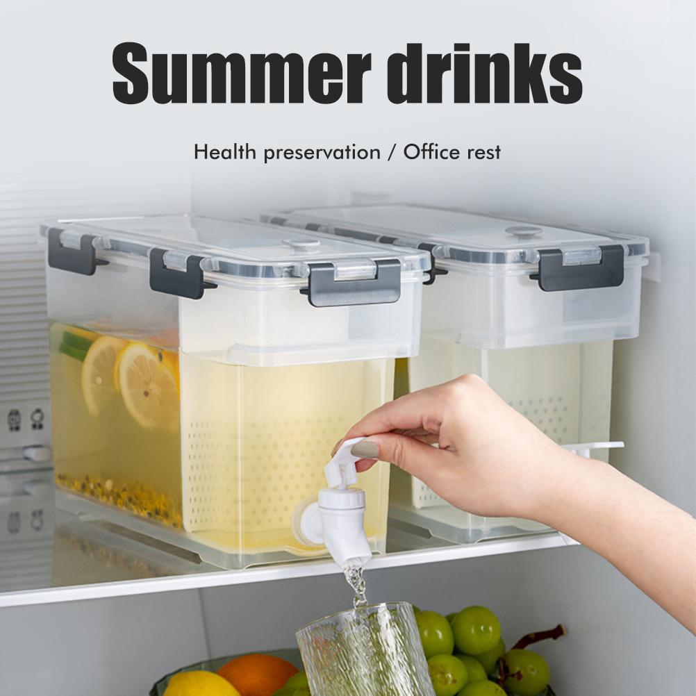 3,5 L Plast Drikkedispenser Drikkedispenser med Tappekran Iset Juicedispenser for Kjøleskap Fest