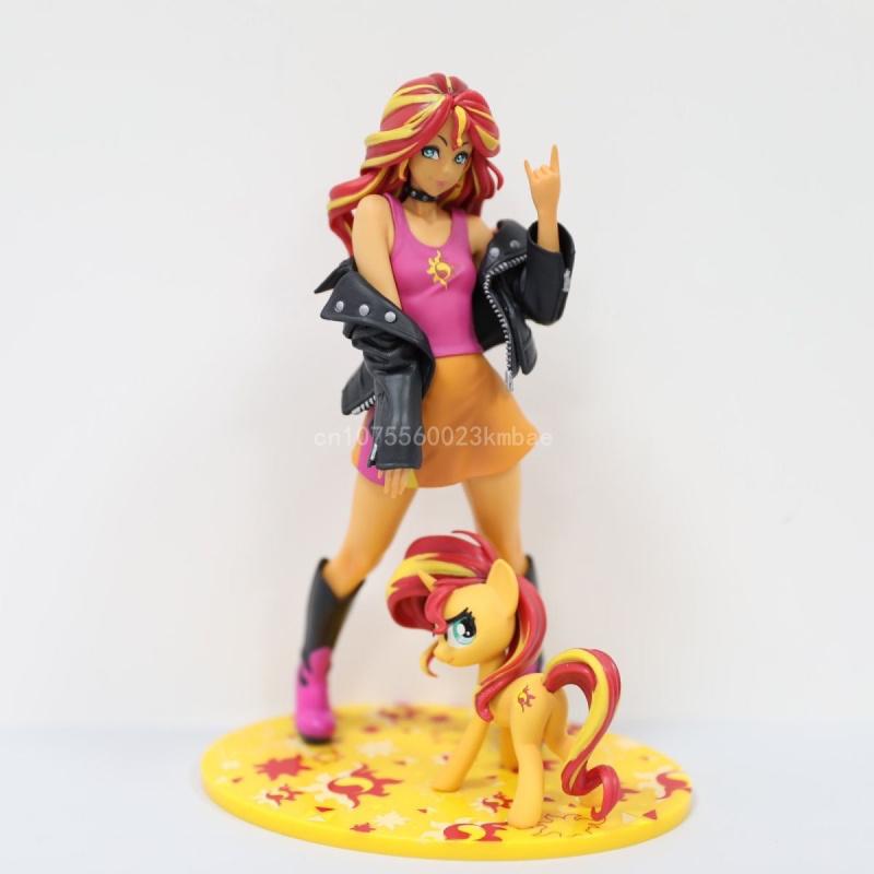 My Little Pony Anime Figure Applejack Figures Bishoujo Model Kawaii Dash Bishoujo Rainbow Sunset Shimmer Statue Decoration Gifts