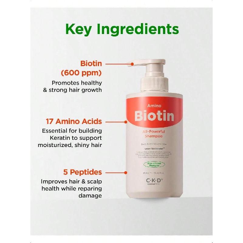 CKD Amino Biotin All-Powerful Shampoo 500ml, Nourishing Daily Shampoo With Amino Acids And Biotin, Targets Scalp And Hair Health