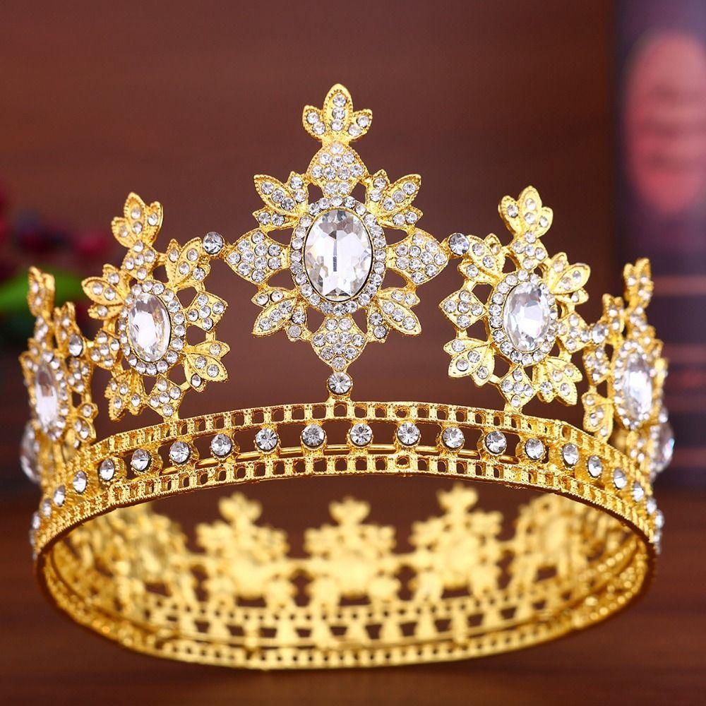 Elegant Baroque Queen Tiaras Luxury Wedding Head Wear Rhinestone Diadem Photography Props