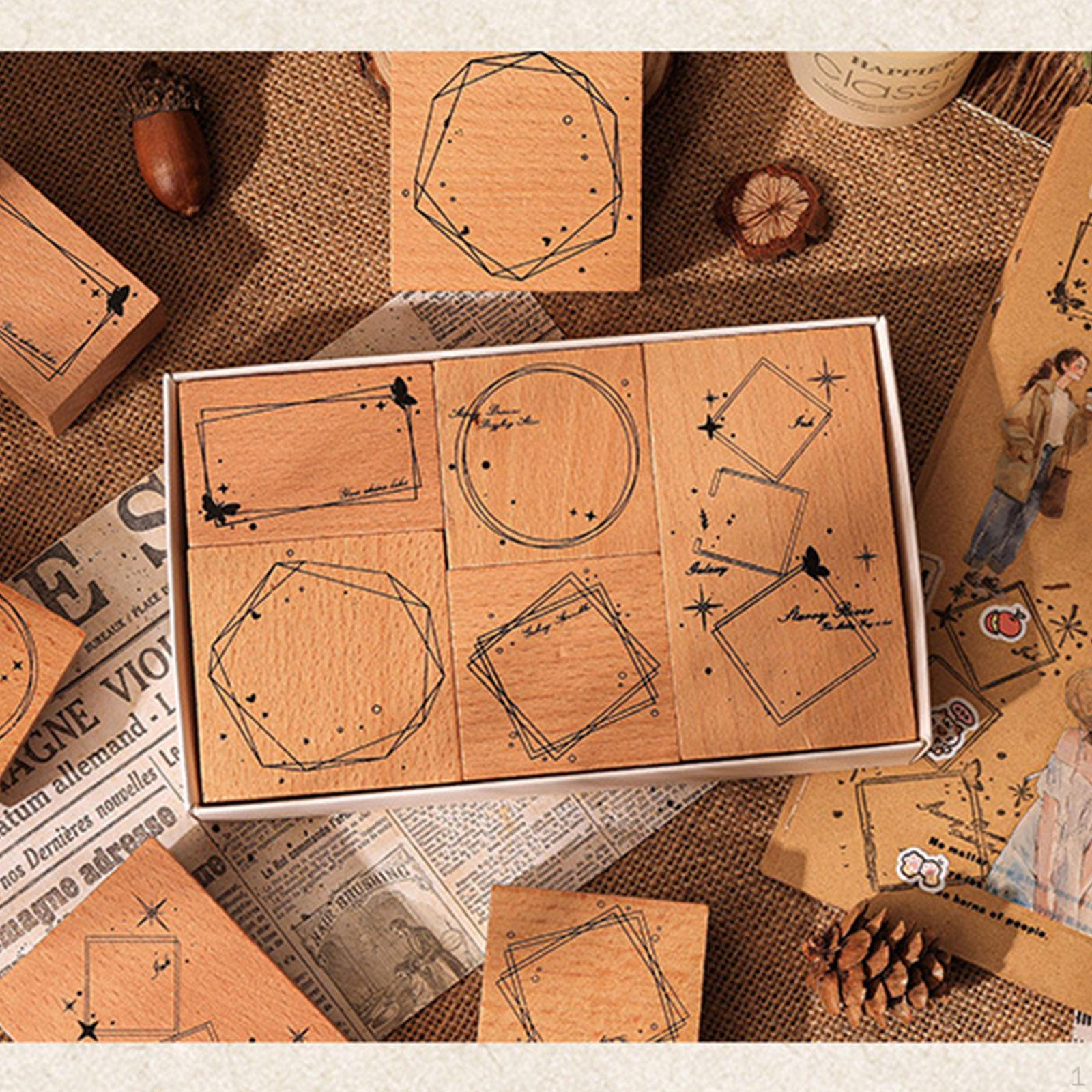 

Дерев яний гумовий штамп для щоденника, ручної роботи, друкарські штампи з коробкою, дерево для скрапбукінгу, Style B