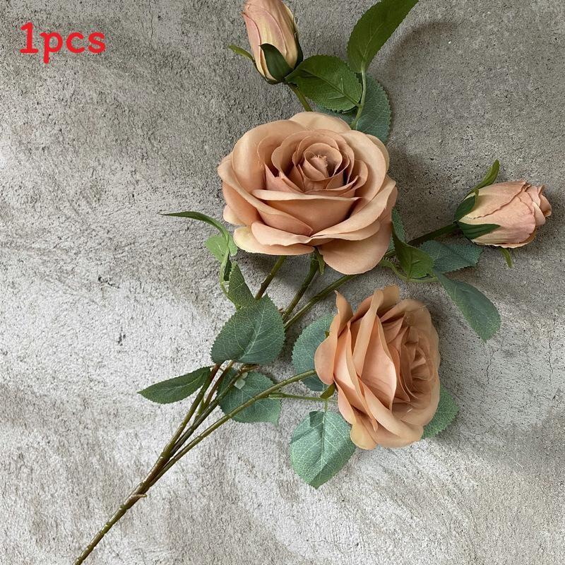 Rose Realistic Artificial Flowers Four Heads For Wedding Photo Props Home Decor