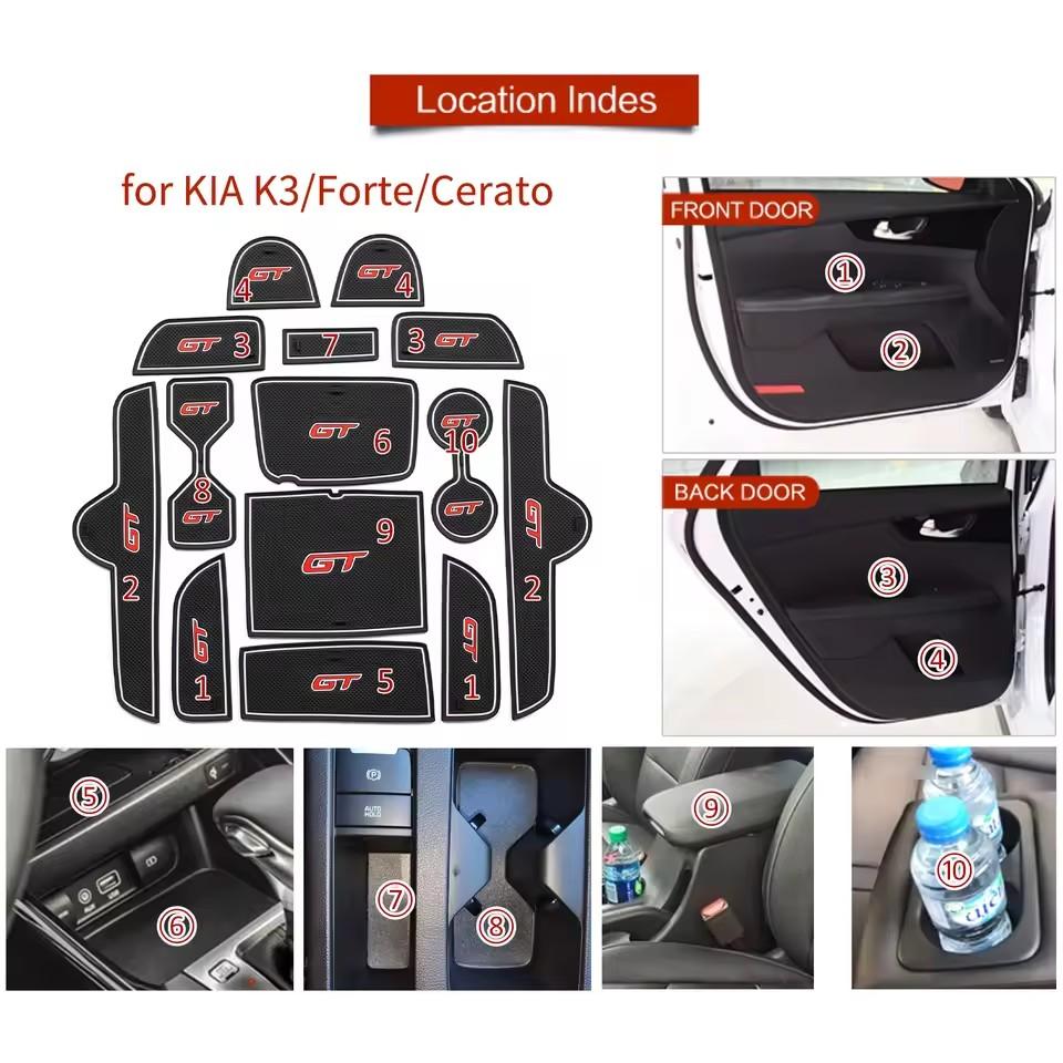 for KIA Forte K3 Cerato 2025 - 2025 GT Anti-slip Gate Slot Cup Mat Door Groove Pad Car Interior Accessories