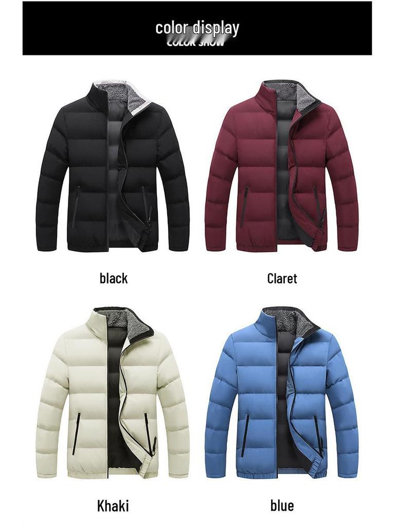 Men's Trendy Stand Collar Cotton Jacket - Thick, Warm Casual Outerwear for Winter