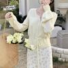 Gentle Wind Drawstring Round Neck Long Sleeve Thin Knitted Cardigan Women Spring and Autumn Design Hollow Sweater Jacket Women