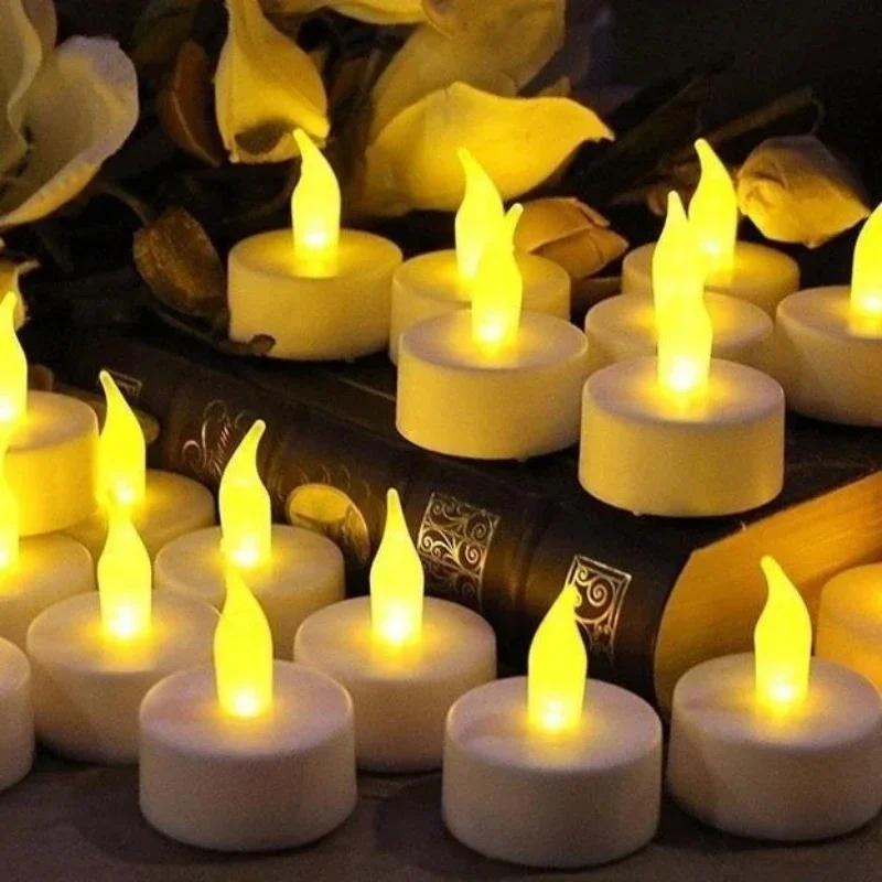 New Flameless Tea Light LED Flickering Tealight Candles Flameless Tea Light Real Flicker Candles Wedding Xmas Fun Party
