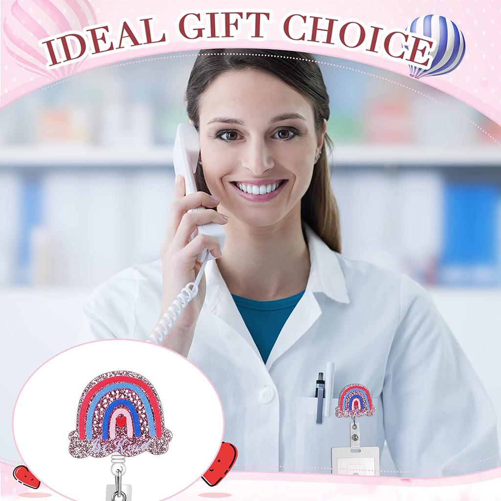 New Glitter Nurse Doctor Retractable Badge Reels Kawaii Cartoon Medical Theme Badge Reels Id/Ic Card Holder Hospital Supplies