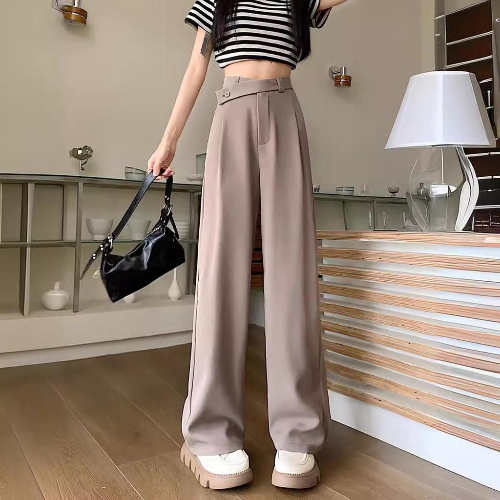 Spring and Autumn New Women's Suit Pants Design High Waist Straight Narrow Version Draped Floor Pants Casual Suit Pants