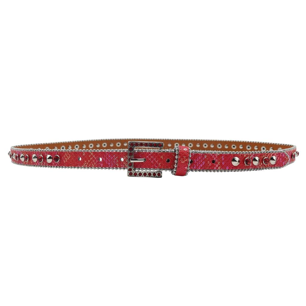 Women's 2.3cm Wide Rhinestone Leather Belt - European and American Cowboy Style Waistband
