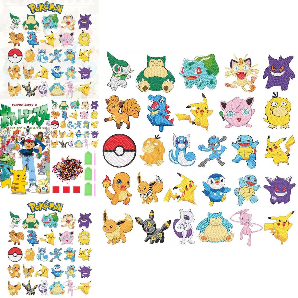 5D Kristall-Diamant-DIY-Aufkleber Pokémon-Malerei für Kinder im Cartoon-Stil