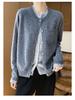 Women's 100% Wool Cardigan, Fake Two-Piece, Slimming Round Neck, Lazy Style Sweater Coat for Spring & Autumn