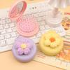 Cute Cartoon Knitted Flower Air Cushion Comb Portable Folding Mirror Hair Brush for Women Girls Travel 1pcs