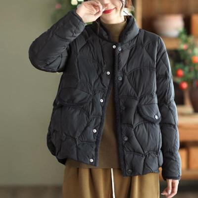 Hairy Splicing White Duck Down Jacket Women's 2024 Autumn New Korean Version Light and Thin Stand-up Collar Versatile Down Jacket