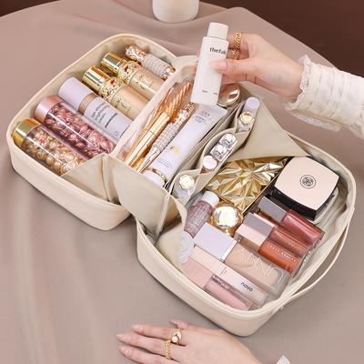 High Capacity Waterproof PU Leather Makeup Bag Women's Portable Travel Cosmetic Storage Bag Skin Care Wash Bag