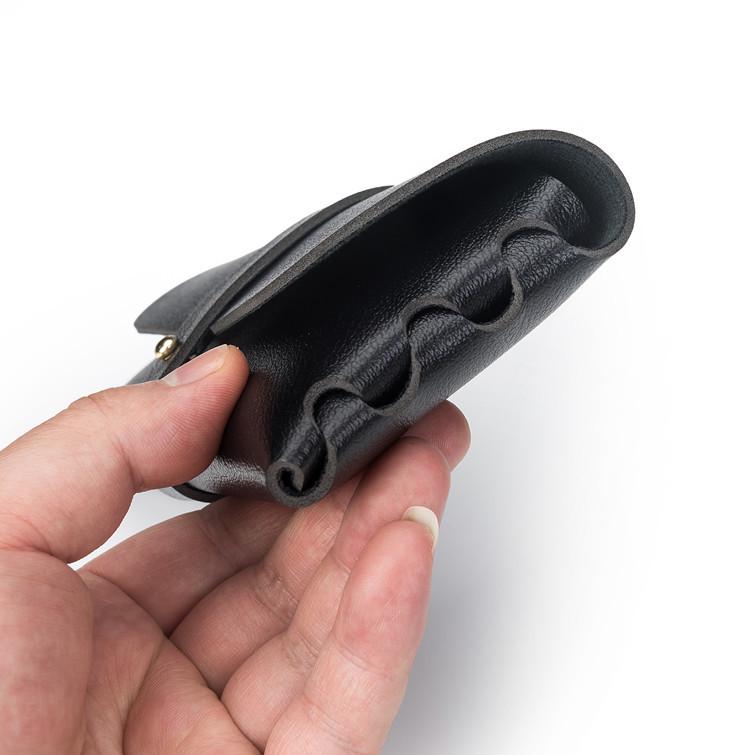 Black Leather Eyeglass Case, PVC Snap Button Soft Case with Logo Printing Option for Sunglasses.