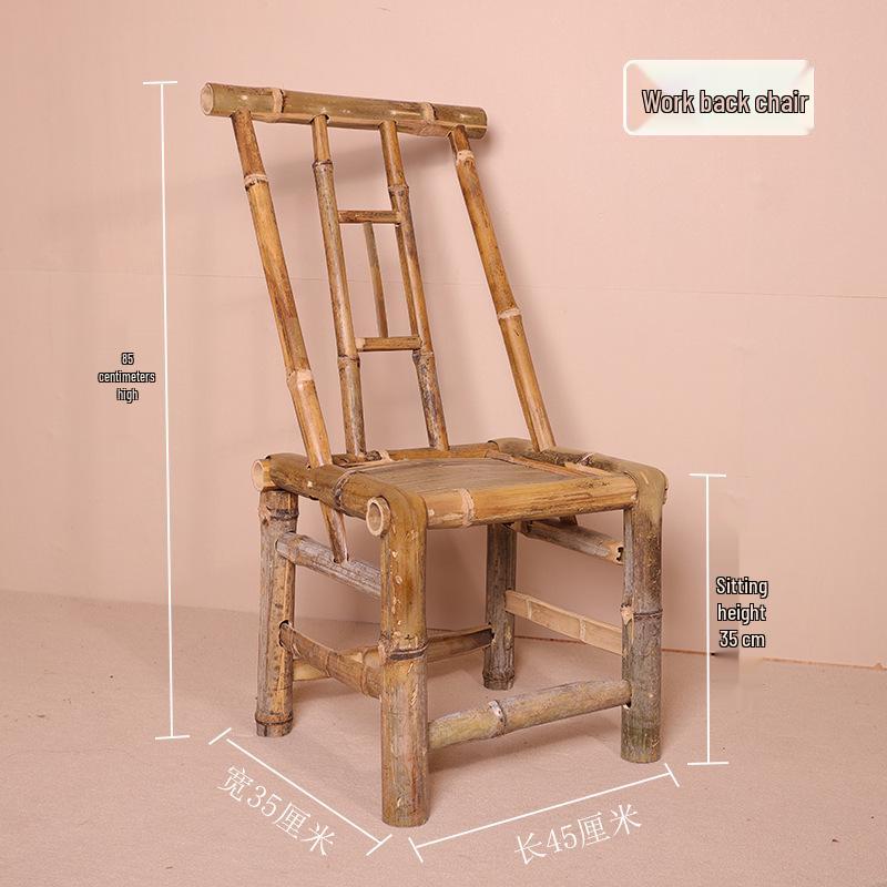 Retro Hand-Woven Bamboo and Rattan Chair for Home and Balcony