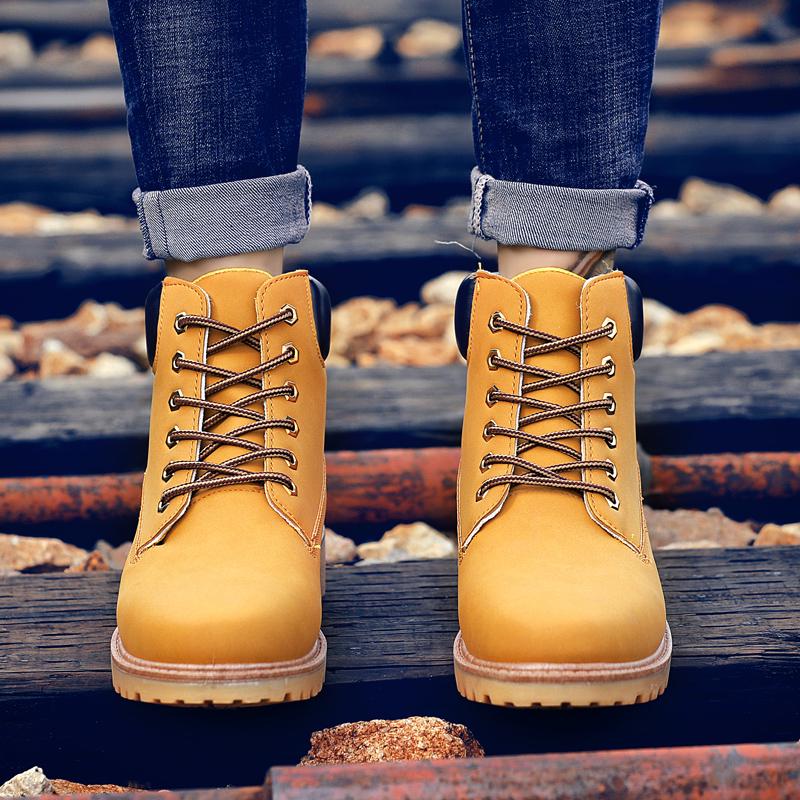 Men's Winter Boots, Casual Leather Short Boots, Snow Boots, Flat Boots, Fashionable and Comfortable British Style